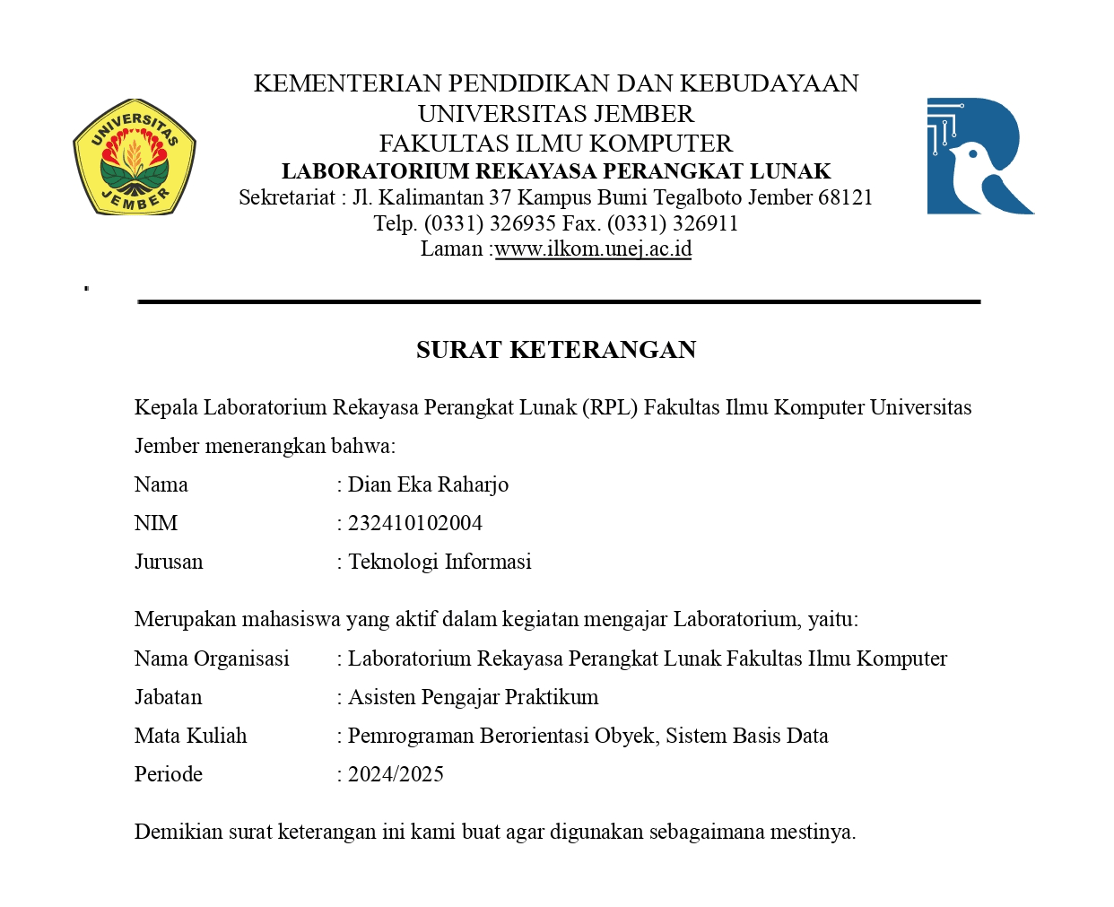 Laboratory Teaching Assistant