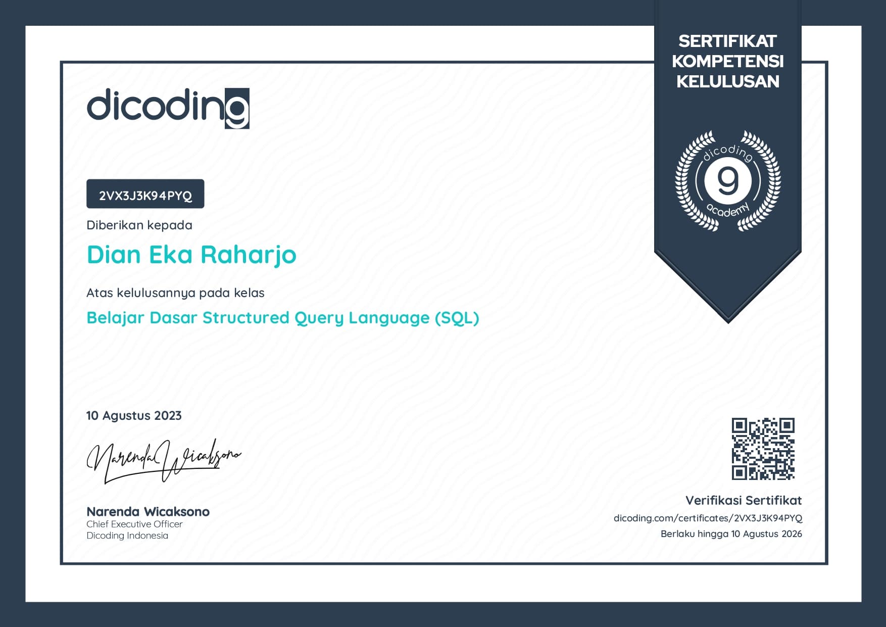 Dicoding: Structure Query Language (SQL)